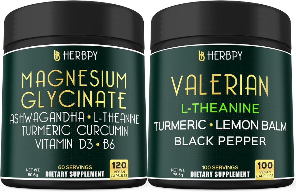 Bundle 6in1 Magnesium Glycinate Supplement & 5in1 Valerian Root Supplement