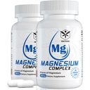Supplément complexe de magnésium 8 formes, 500mg Magnésium Glycinate, Malate, Citrate, Mg d'absorption élevée pour le calme, le sommeil, l'humeur et le muscle sain, paquet de 2, Total 120 capsules végétaliennes