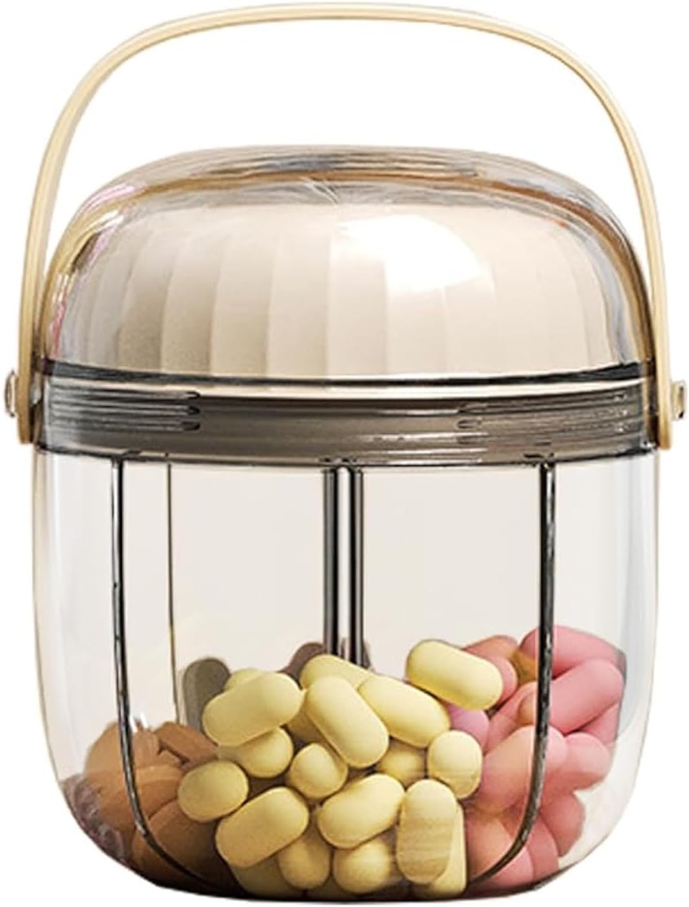 MURRI&MURRDI Pill Organizer met 4 afdelingen, Travel Pill Box Portable Pill Case Anti-Mixing & Wide Opening, Compact Pill Container houder voor vitamines Visolie Medicijnen (F Cream White)