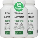 PRISTINE'S Lysine 1000mg (3 Pack) Lip & Gum Health Essential Amino Acid Immunity Support Supplement Capsules -180 Day Supply Muscle & Tissue Support - Collageen Production - Vegan Gluten Free Non GGM