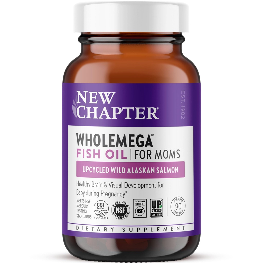 Nieuw hoofdstuk Wholemega for Moms Fish Oil Supplement, Tiny Capsules, 2000mg per Serving, Prenatale DHA met Omega-3 + Vitamine D3 voor prenatale en postnatale ondersteuning, 500mg Elke - 90 Tellen