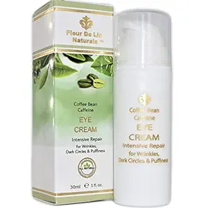 Fleur De Lis Naturals Coffee Bean Caféine Crème pour les yeux anti-vieillissement pour les cercles sombres, les sacs à yeux, les lignes fines, le puffines. Meilleur anti-vieillissement crème des yeux hydratant pour les rides, les crows pieds, les yeux puants