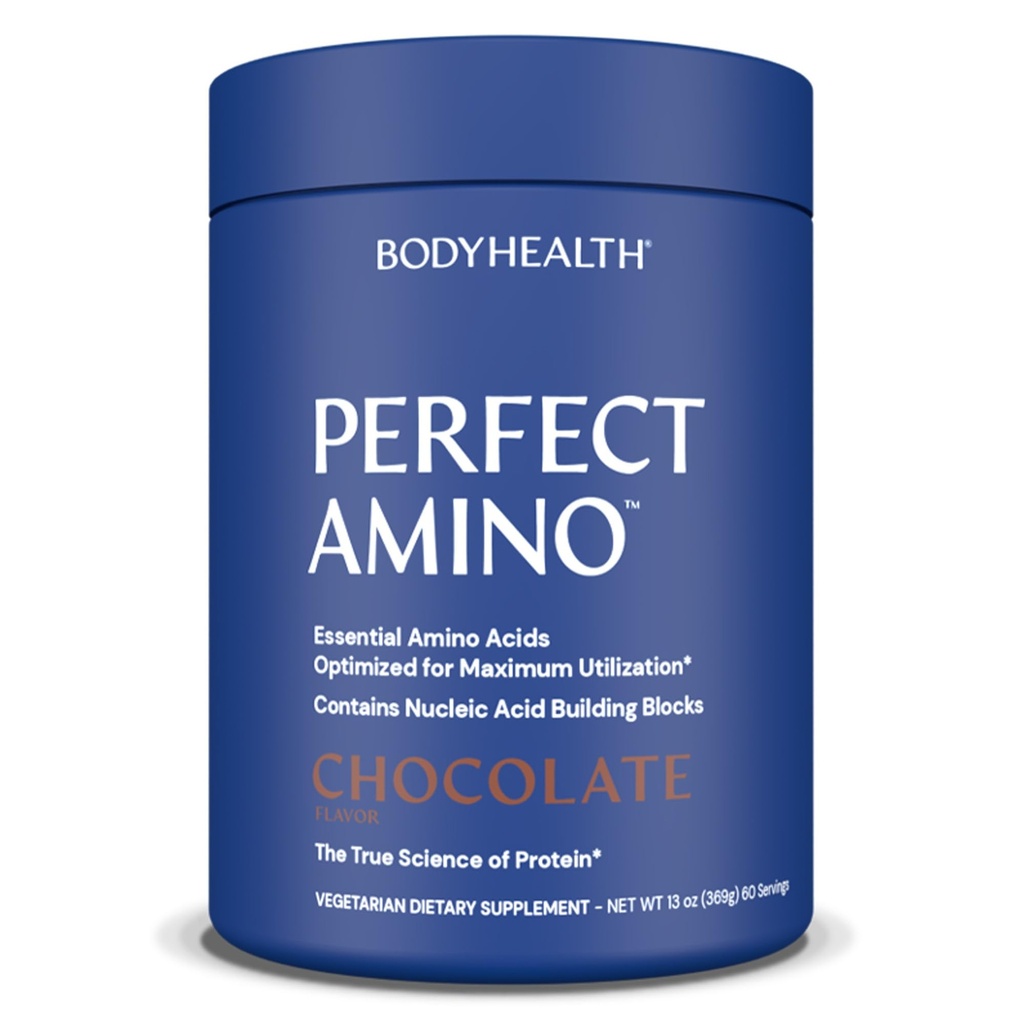 BodyHealth PerfectAmino Powder - BCAA et EAA Powder for Pre and Post Workout - Boissons d'énergie acides aminés pour les hommes et les femmes à l'appui du muscle maigre et de la récupération - Chocolat - 60 portions