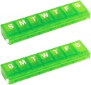 EZY DOSE Weekly (7-Dag) Pillen Organisator, Medicine Case, Vitamine Planner Box, Small Locking Compartments Veilige Prescription Medicatie en voorkomen dat morsen, Kleuren mei Vary (Kleine vergrendeling - 2 Pack)
