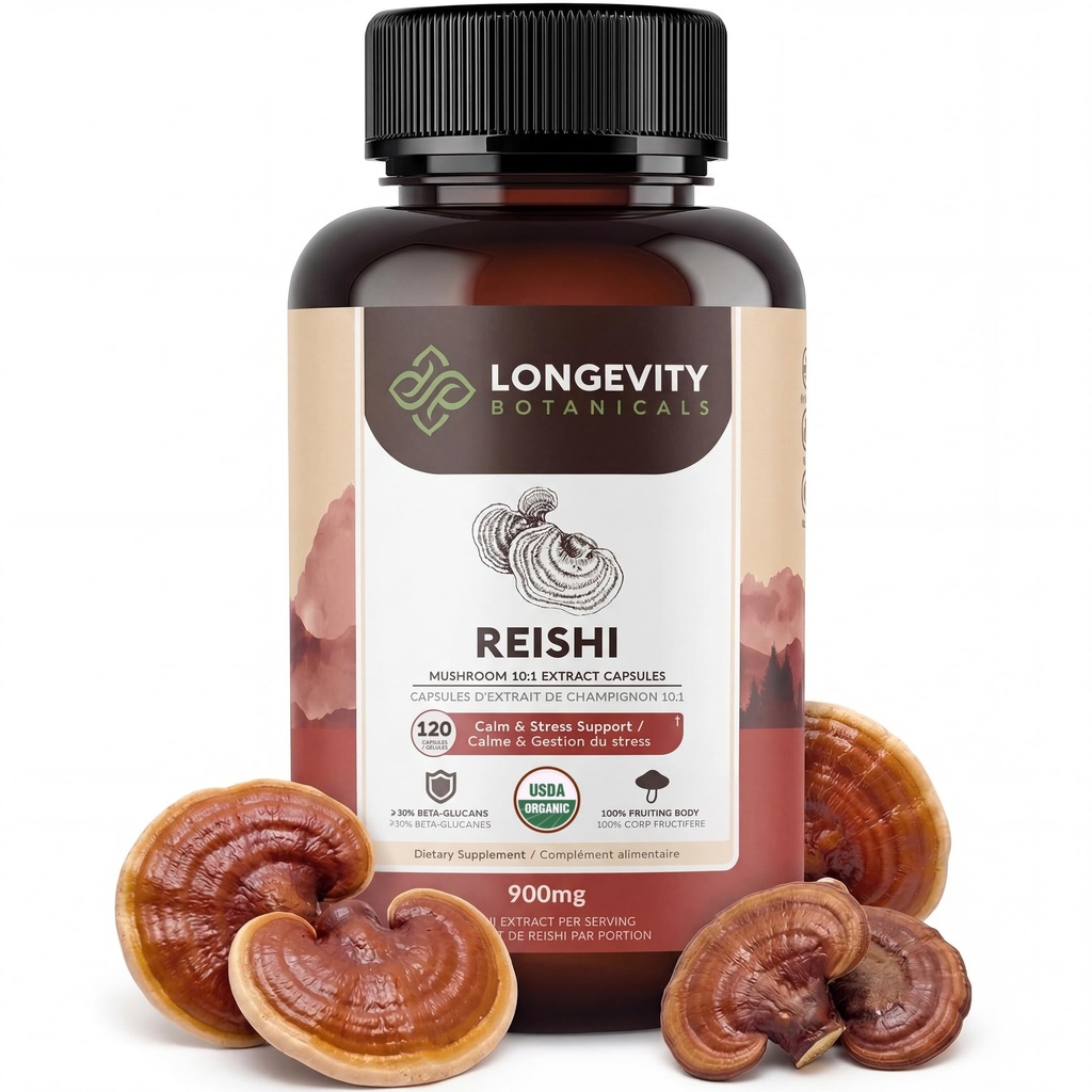 Biologische Reishi Paddestoel Capsules Supplement (120) 