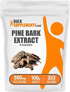 BulkSupplements.com Pine Bark Extract Poeder - Kruidensupplement, Pine Bark Poeder - Antioxidanten Ondersteuning, Glutenvrij - 300mg per portie, 100g (3,5 oz) (verpakking van 1)