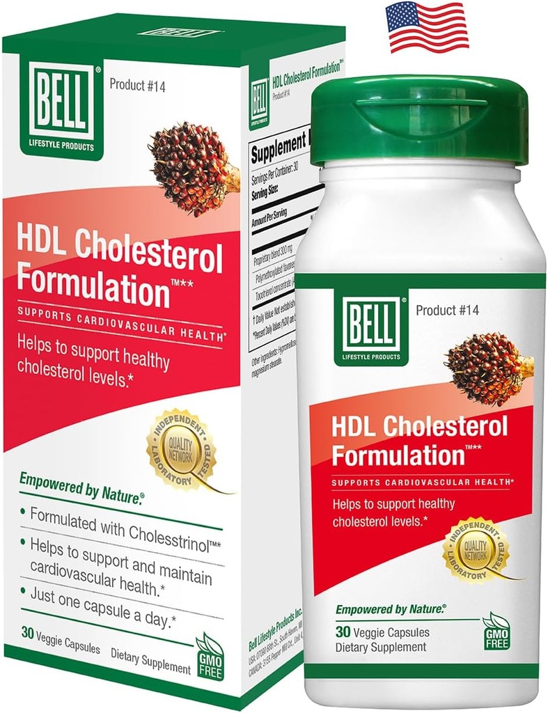 Bell HDL Cholesterol FormulationTM, Cholesterol Health Supplement - Unieke Blend, voor vrouwen en mannen 30 Capsules