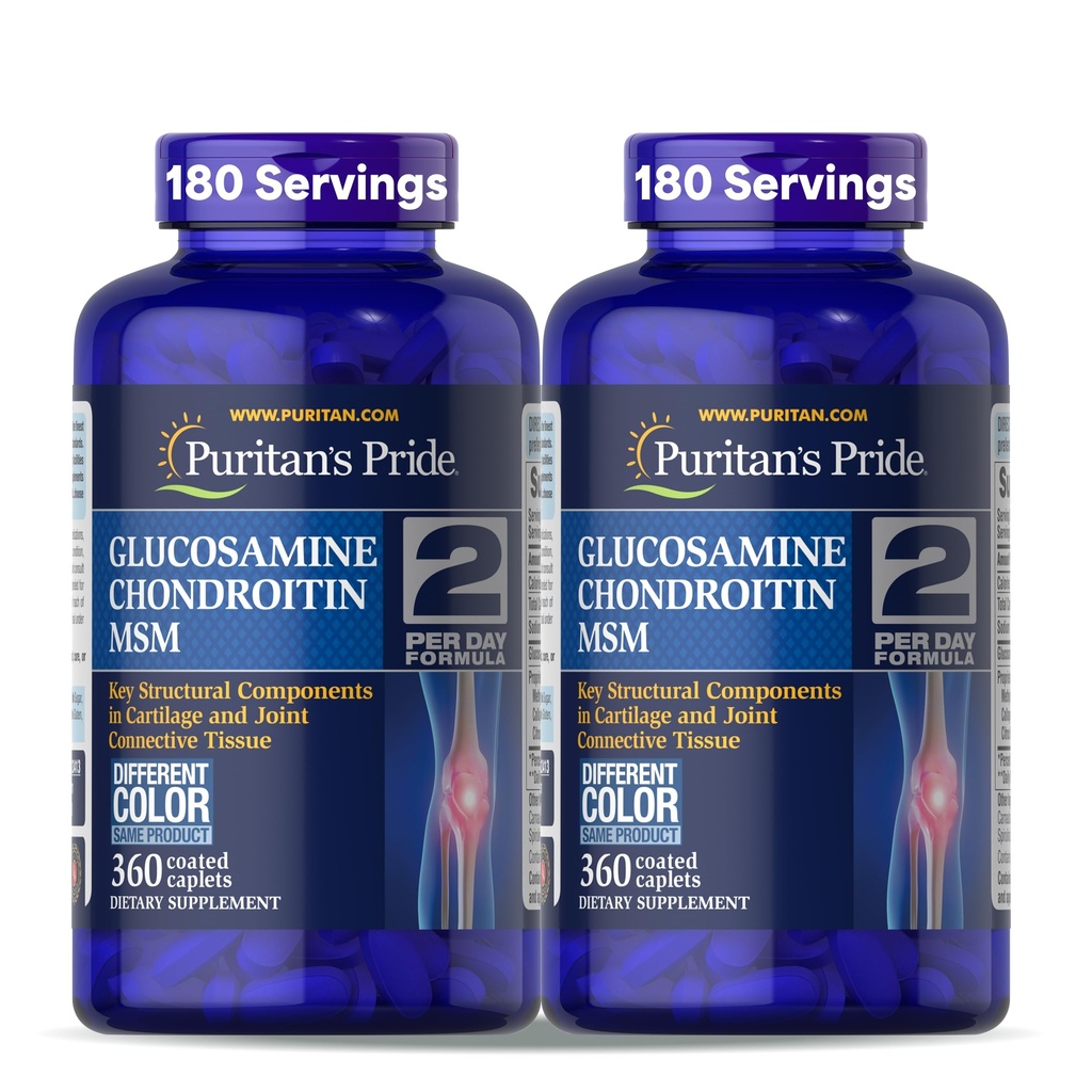 Puritan's Pride Glucosamine Chondroitin MSM Dieetsupplement voor Joint Health, 360 gecoate caplets