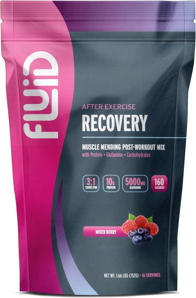 Mélange de boissons post-entraînement de récupération des fluides - Protéines de lactosérum, L-glutamine, glucides, tous les ingrédients naturels, sans gluten, sans lactose (Berry mélangé)