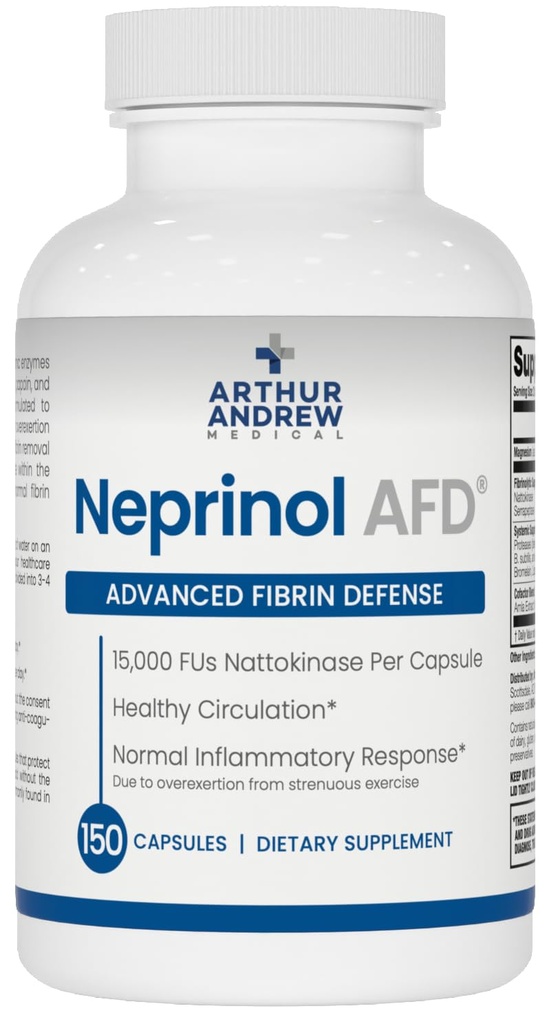 Arthur Andrew Medical, Néprinol AFD, mélange enzymatique multi-serrapeptase et nattokinase, 150 comtes (paquet de 1)