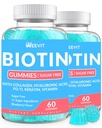 Sugar-Free Biotin Gummies, Biotin en Collageen Gummies met Keratine, Hyaluronic Acid voor vrouwen & Mannen Haargroei, Glowing Skin & Strong Nails 