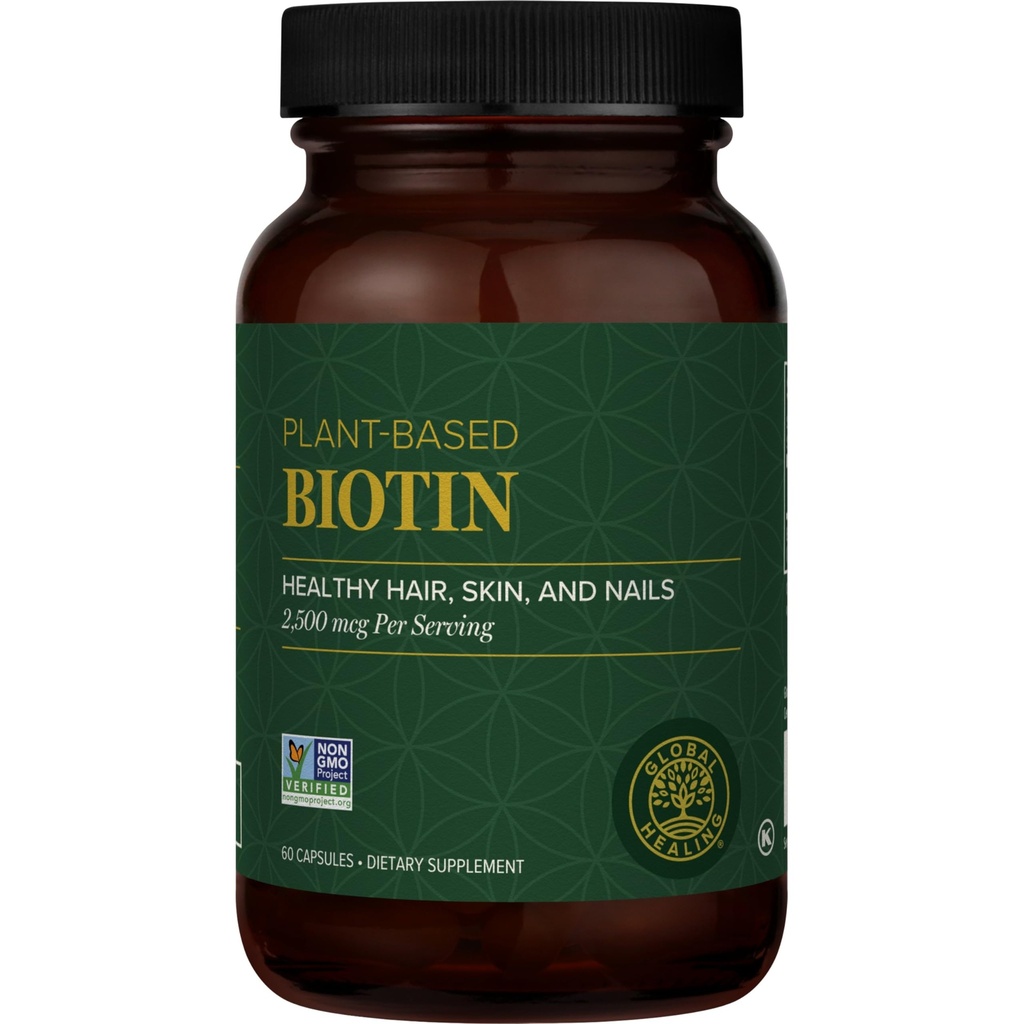 Global Healing Center - Biotine (Vitamine B7) Biotine voor haargroei supplement Vitaminen, ondersteunt stralende huid, en sterkere nagels, haarverlies vitamines voor vrouwen en mannen, meer dan de 1000 mcg