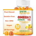 SHIFA NUTRITION Vegan Omega 3 Gummy's voor volwassenen Geen Fish Oil Burps 60 Gummy's Plant Based w/Chia Oil, Algae 