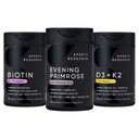 Recherche sportive Biotine végétalienne 10 000mcg avec huile de coco, supplément de Primrose de l'huile pressée froide et de la vitamine végétale K2 MK7 + Vegan D3 5000iu