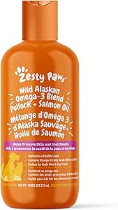 Zesty Paws Wild Alaska zalmolie voor honden en katten- huid en jas ondersteuning, Omega 3 supplement voor huisdieren, 8.5oz
