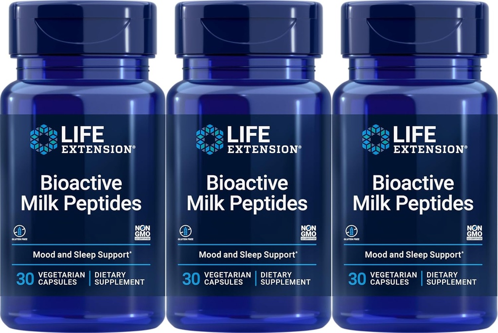 Levensverlenging Bioactive Milk Peptides, 30 Vegetarische Capsules (verpakking van 3)