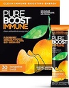 Pureboost Immune Clean Energy Booster, rafraîchissement du mélange de boisson énergétique et supplément d'immunité avec Elderberry, 1 200 mg de vitamine C, vitamines A + D et zinc. (Tangerine Twist, 30 comte)