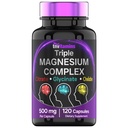 Triple Magnesium Complex Supplement 500mg: Magnesium Glycinate, Citraat, & Oxide - 120 Capsules (4 Maanden Levering!) 