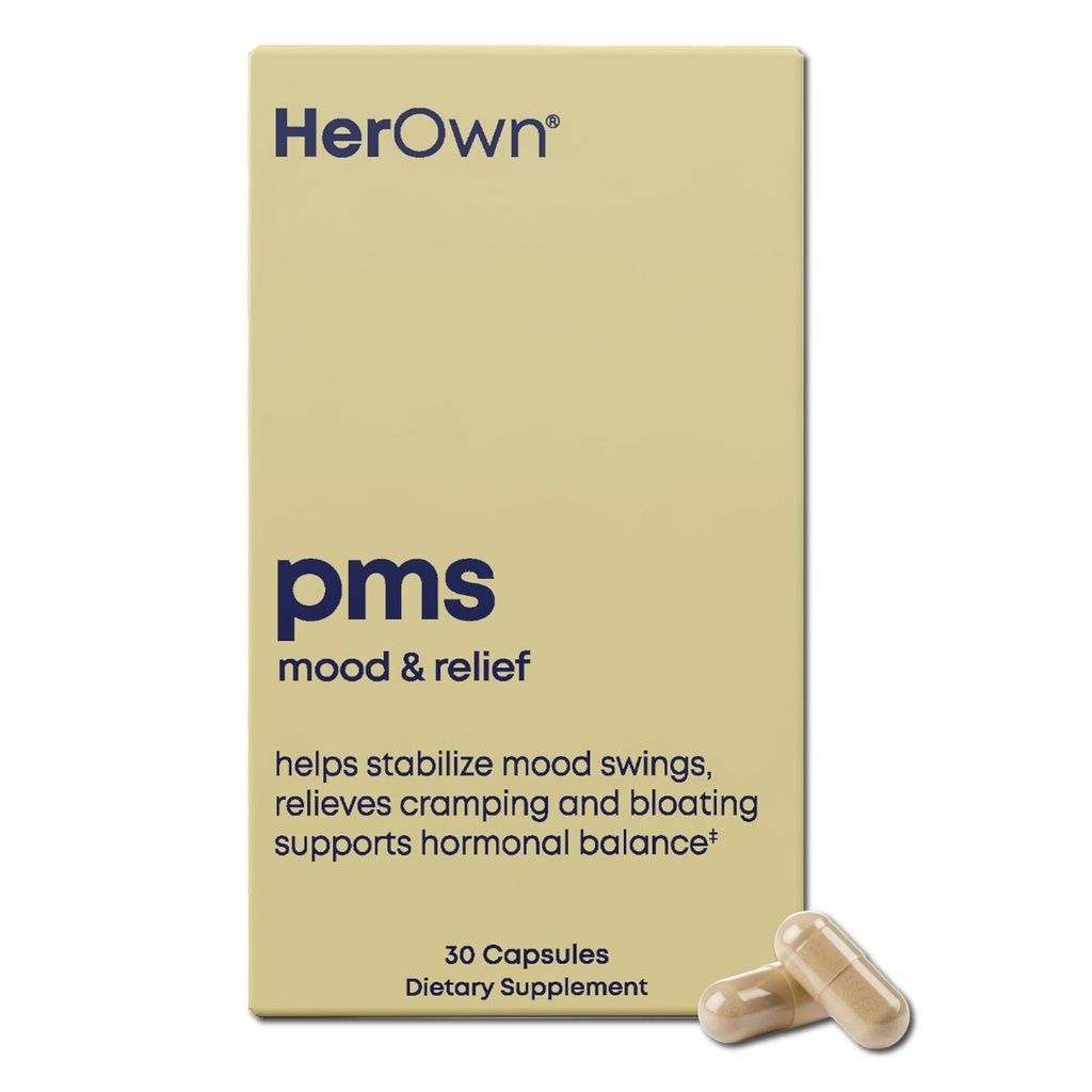 son propre SPM, soutient les symptômes du SPM, favorise l'humeur positive, l'équilibre hormonal naturel, aide à soulager la crampe, les éclairs chauds de soulagement de la ménopause, sans gluten et sans soja, végétalien, 30 capsules, 30 portions