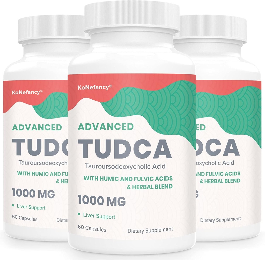 TUDCA Suppléments hépatiques 1000mg - 180 Capsules Vegan, Mélange de Thistle de Milk à base de plantes avec l'acide fulvic et humique pour le foie,Digestive Health