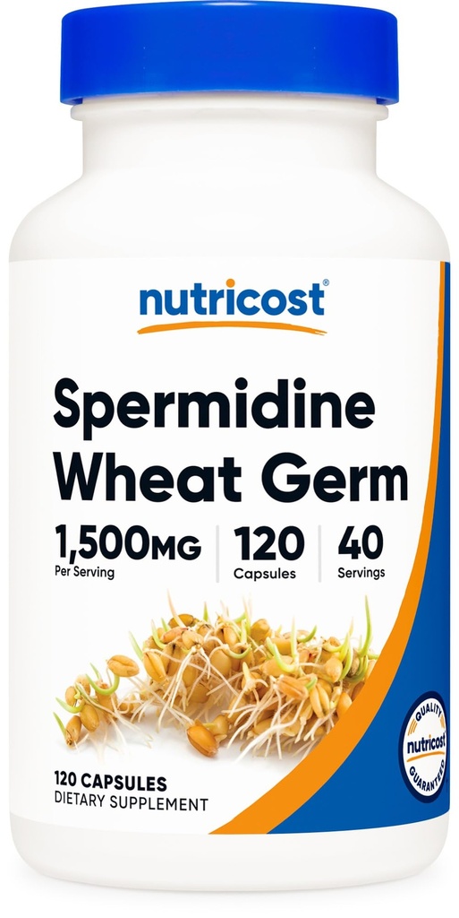 Nutricost Spermidine Tarwekiemextract Supplement, 1500mg Tarwekiemextract, 120 Capsules - 15mg Equivalente Spermidine per portie, 40 porties, vegetarisch en niet-GMO