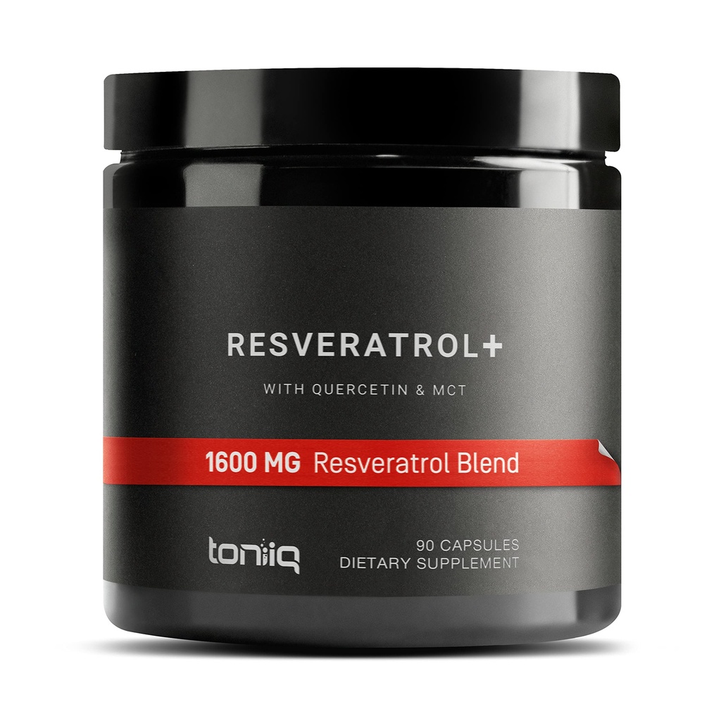 Toniiq 1600mg Resveratrol Blend - Ultra High Purity en 3rd Party Tested - met MCT olie voor toegevoegde biologische beschikbaarheid - Optimale NAD supplement
