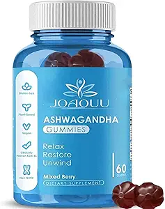 (60 graaf) Ashwagandha Gummies KSM-66 - Mixed Berry, Vegan, Plant Based, Non-GMO, Glutenvrije & Gelatine Free Relax, Organic Ashwa Root Extract Supplement for Immune Support