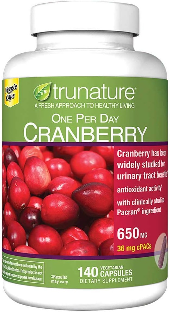 trunature Cranberry 650 mg, 140 capsules végétariennes (2 boîtes)