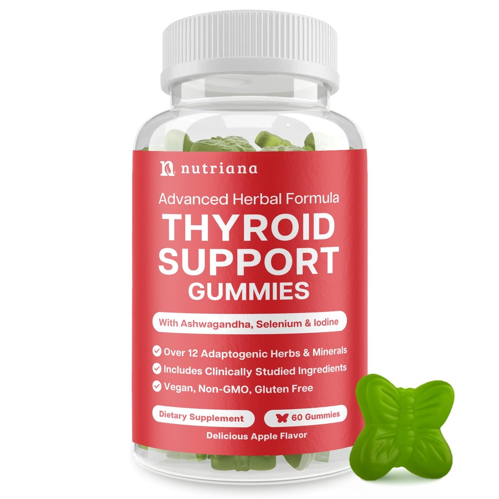 Schildklier ondersteuning Gummies - Selenium supplement & jodine supplementen voor schildklier ondersteuning - energiebooster voor vrouwen en mannen - hypothyreoïdie supplementen met voedingsondersteuning