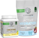 Sunwarrior Creatine Monohydraat Poeder Limonade Smaak 50 Serves & Hydration Electrolyte Blend Coconut Berry Flavored 30 Serves