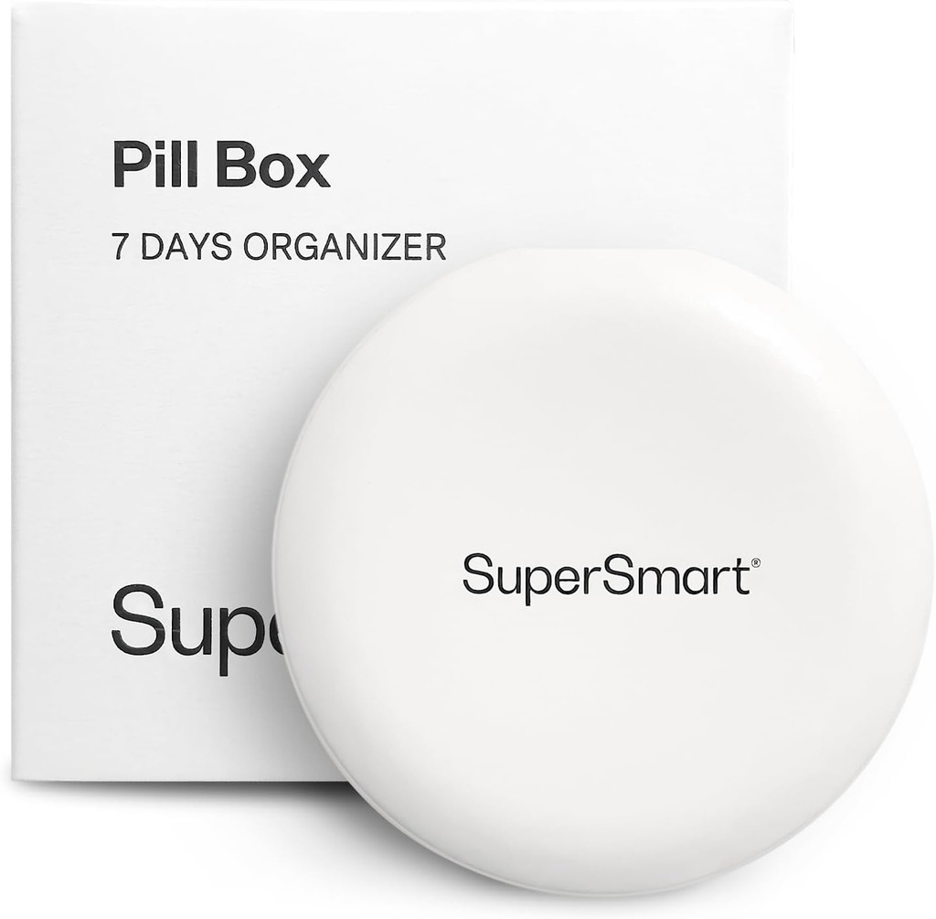 SuperSmart - Pillendoos Organisator 7 dagen met 1 knipmes voor tabletten - Reisgrootte artikel - Kleine opslag voor supplementen & medicijnen - gemakkelijk te gebruiken met 7 grote afdelingen