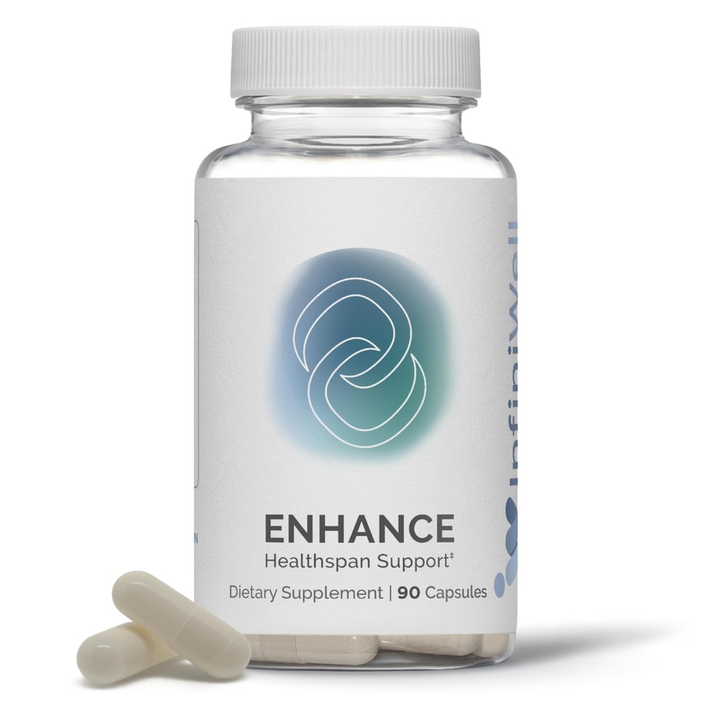 InfiniWell Enhance - Supplément Vieillissement en santé, Longévité avec la triméthylglycine (TMG)- Encourager le renouvellement cellulaire et la santé mitochondriale - Aider à promouvoir le vieillissement de la population en santé et en épigénétique (90 capsules)