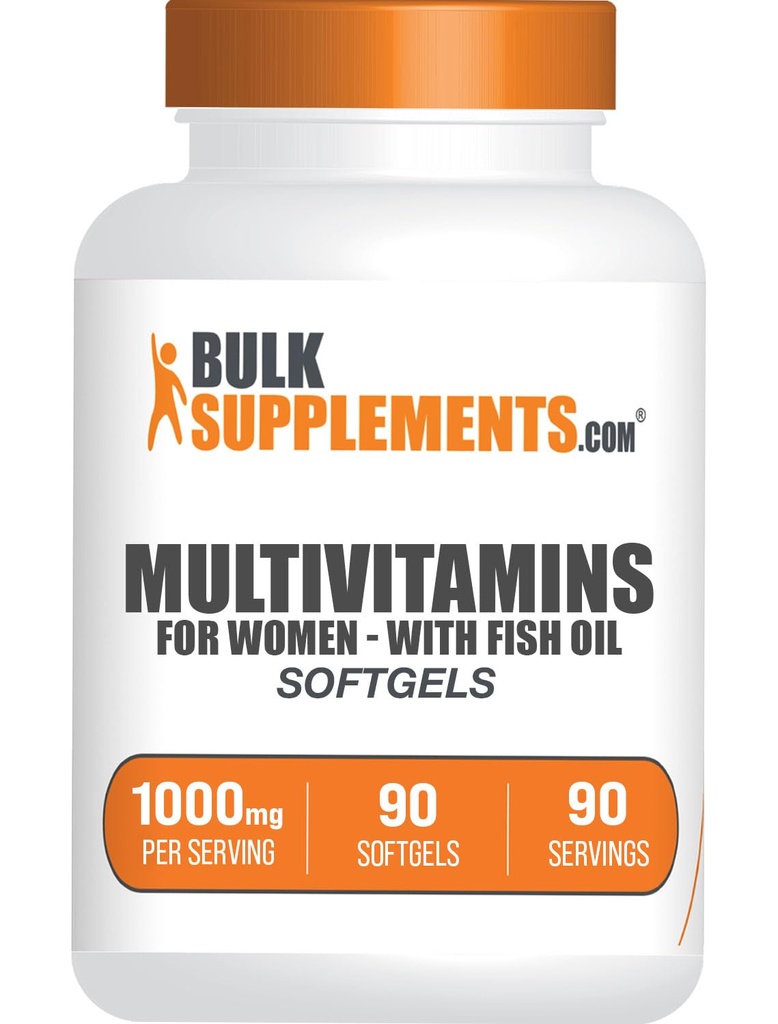 BulkSupplements.com Multivitamine pour les femmes Softgels - Supplément multivitamine quotidien, multiminérale pour les femmes avec l'huile de poisson - sans gluten, 1 Softgel par portion (1000mg), 90 Compte (paquet de 1)