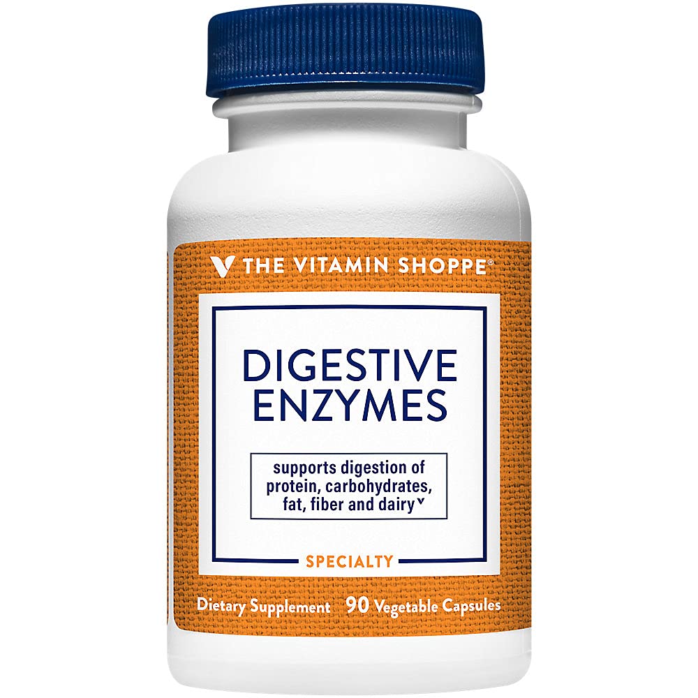 The Vitamin Shoppe Digestive Enzymes - Complete Digestive Support & Bloating Relief | Plant-Based Multi-Enzyme | 90 Veggie Caps | Vegan