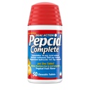 Réducteur complet d'acide pepcid + antiacide pour le reflux acide, 10mg Famotidine, 800mg Carbonate de calcium et 165mg Hydroxyde de magnésium par comprimé de brûlures d'estomac, antiacides, fruits tropicaux, 50 ct