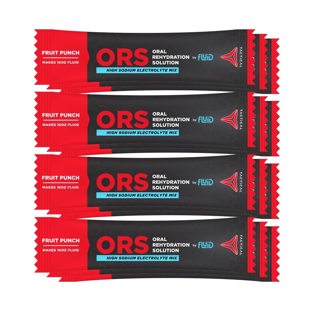 Fluid Tactical - ORS (Oral Rehydration Solution), Recover Faster, Extreme Dehydration Electrolytes, 12pack (Fruit Punch)