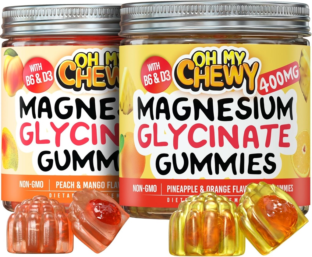 Bougies de magnésium – 2 bouteilles (60 chacune) – Mangue orange ananas et pêche