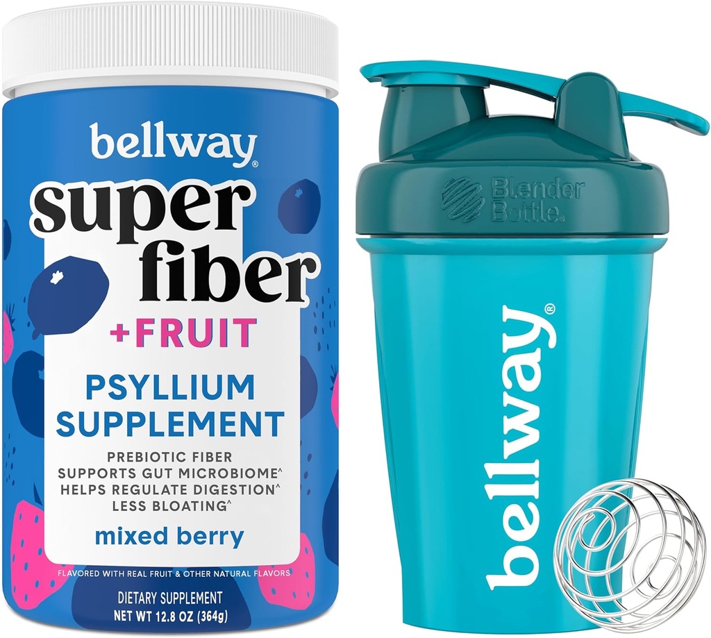 Bellway Super Fiber Poeder + Fruit, Gemengde Berry Shaker Bottle Bundle