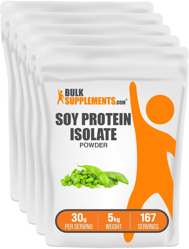 BulkSupplements.com Soja Proteïne Isolaat Poeder - Vegan Proteïne Poeder, Unflavored - Pure & Gluten Free, 30g per Serving, 1kg (2,2 lbs) (Pack of 5)