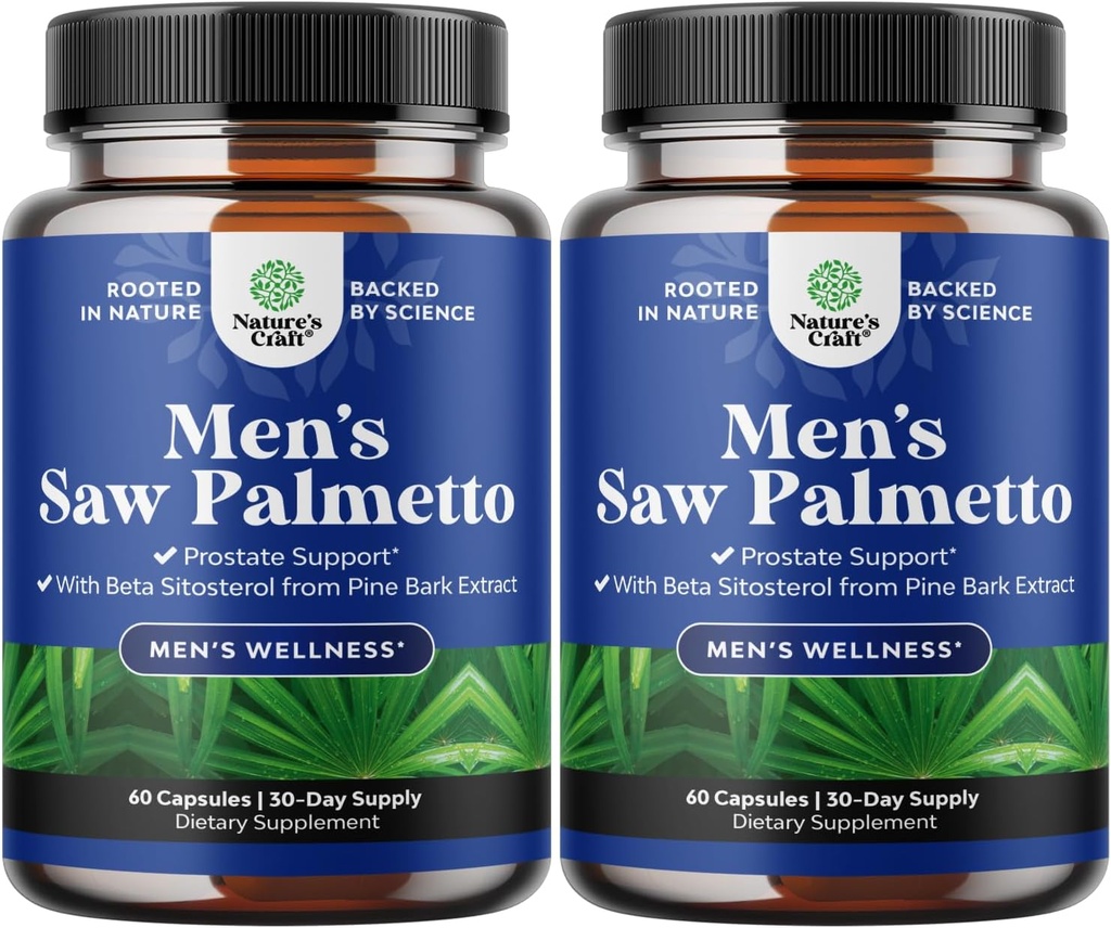 Zag Palmetto voor mannen met Beta Sitosterol - Saw Palmetto Extract Prostaat ondersteuningssupplement voor de gezondheid van mannen en betere bladdercontrole Plus het herstellen van haarsupplement voor de gezondheid van het haar voor mannen - 2 Pack