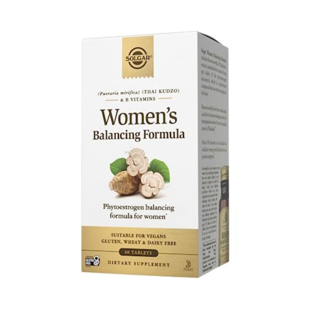 Solgar Women's Balancing Formula, 60 Tablets - Pueraria Mirifica - Phytoestrogen Balancing Formula, Energy Metabolism, Nervous System Health - Vegan, Gluten-Free, Dairy Free, Kosher - 60 Servings