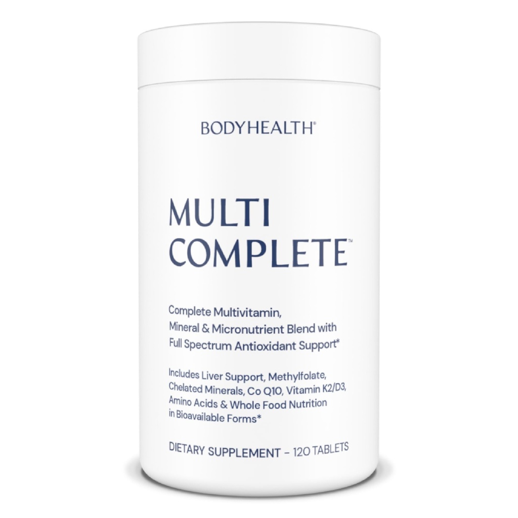 BodyHealth Multi Complete (120 Ct) Dagelijkse Multivitamine voor mannen en vrouwen met hele voedingsmiddelen, mineralen, antioxidanten, Organic Green Food Concentrations, en lever Detox Extracten, Vegan en niet GGO