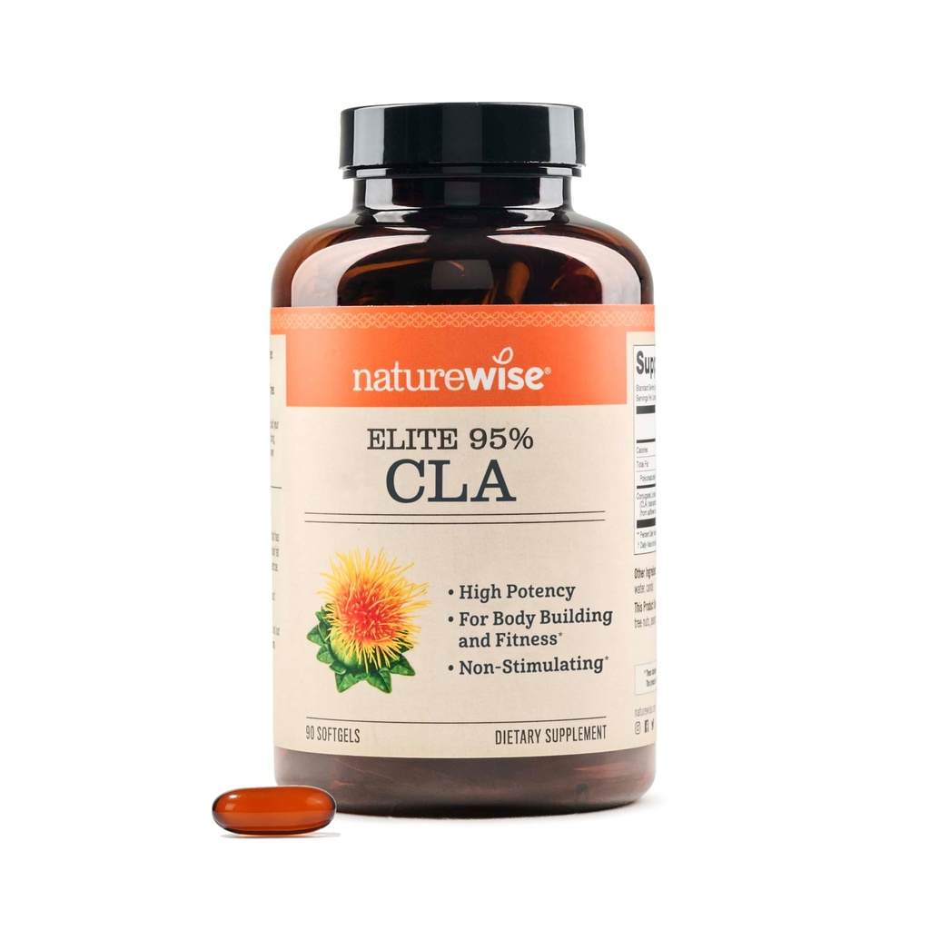 NatureWise CLA 1300 - 95% Active Conjugated Linoleic Acid for Women and Men, Not Stimuling, Supports Weight & Fitness Goals - Non-GMO, Gluten Free - 90 Softgels[1-maands aanbod]