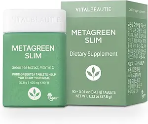VITALBEAUTIE Metagreen Slim (extrait de thé vert, EGCG) contenant du catéchine, vitamine C pour le physique sain, taux de cholestérol sain, antioxydant, supplément végétalien par AMOREPACIFIC - 30 portions
