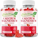 Calcium Magnesium Zink Gummies met hoge absorptie Magnesium 300mg, Calcium Supplement met D3 voor bot, spieren & Immune Ondersteuning voor kinderen & volwassenen, aardbeien smaak, 120 Tellen