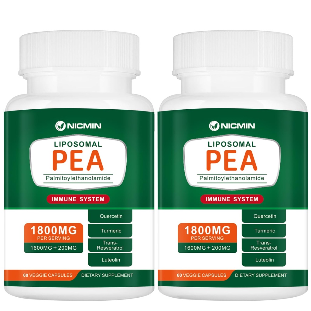 1600MG Palmitoylethanolamide 99% met luteoline en quercetine, hoge Absorptie, peasupplement 120 capsules