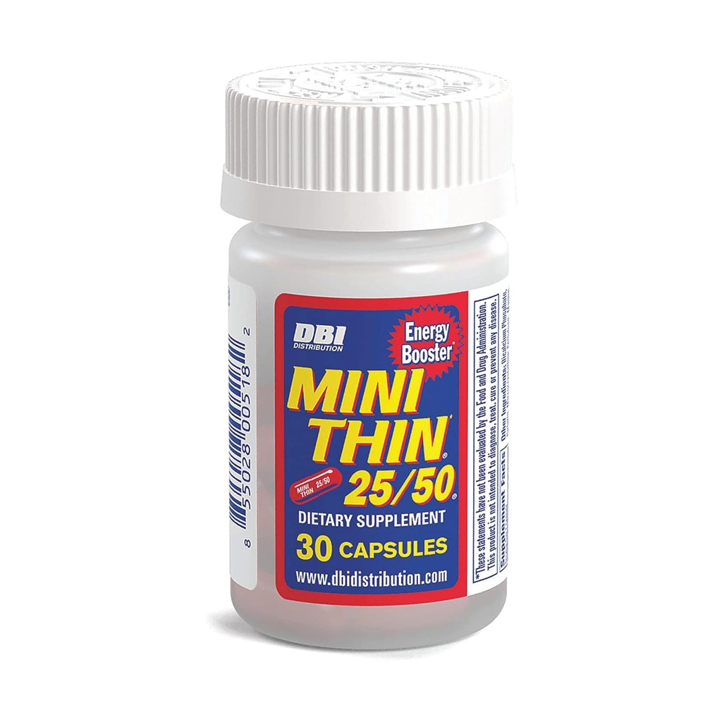 Mini Thin 25/50 - Energy Capsules samengesteld met Cafeïne - 30 Capsules