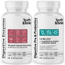 Jeugd & Tonic Digestief Supplement voor opgeblazen gevoel, Regularity & Gut Health. Full Spectrum Enzymes Probiotica & Prebiotica voor digestie om voedsel te breken en dagelijks te gebruiken, voor vrouwen en mannen .