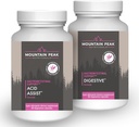 Mountain Peak Nutritionals Acid Assist & Digestieve Ondersteuning Combo Pack - Gastro-intestinale en spijsverteringsgezondheid - Enzymen, Probiotica, & Nutriënten Ondersteuning - 90 Vegetarische Capsules Elk