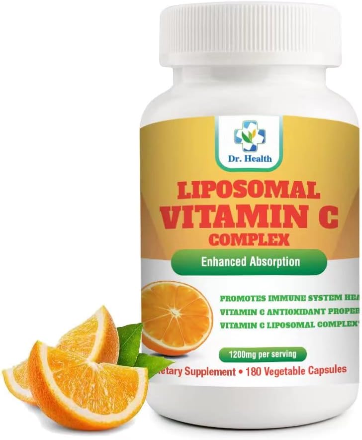 Liposomique Vitamine C 1200mg par portion 180 Capsules de légumes par bouteille Haute absorption Vitamine C Pill Suppléments Fat Soluble Vit C Puissant Antioxydant avec système immunitaire Support fabriqué aux États-Unis